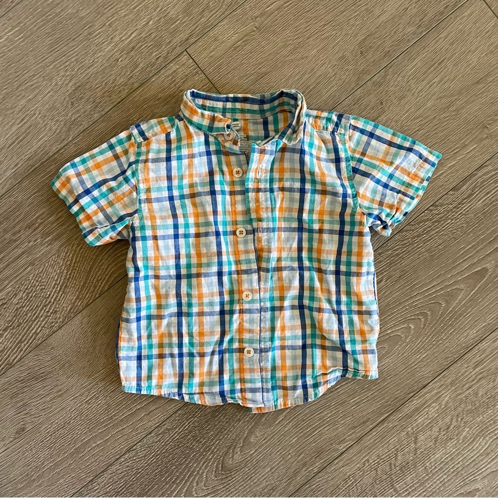 Toddler Boy Checkered Easter Holiday Button Down Shirt Size 2T
